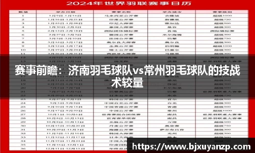 赛事前瞻：济南羽毛球队vs常州羽毛球队的技战术较量