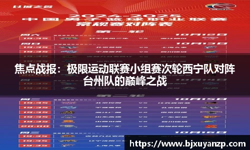 焦点战报：极限运动联赛小组赛次轮西宁队对阵台州队的巅峰之战